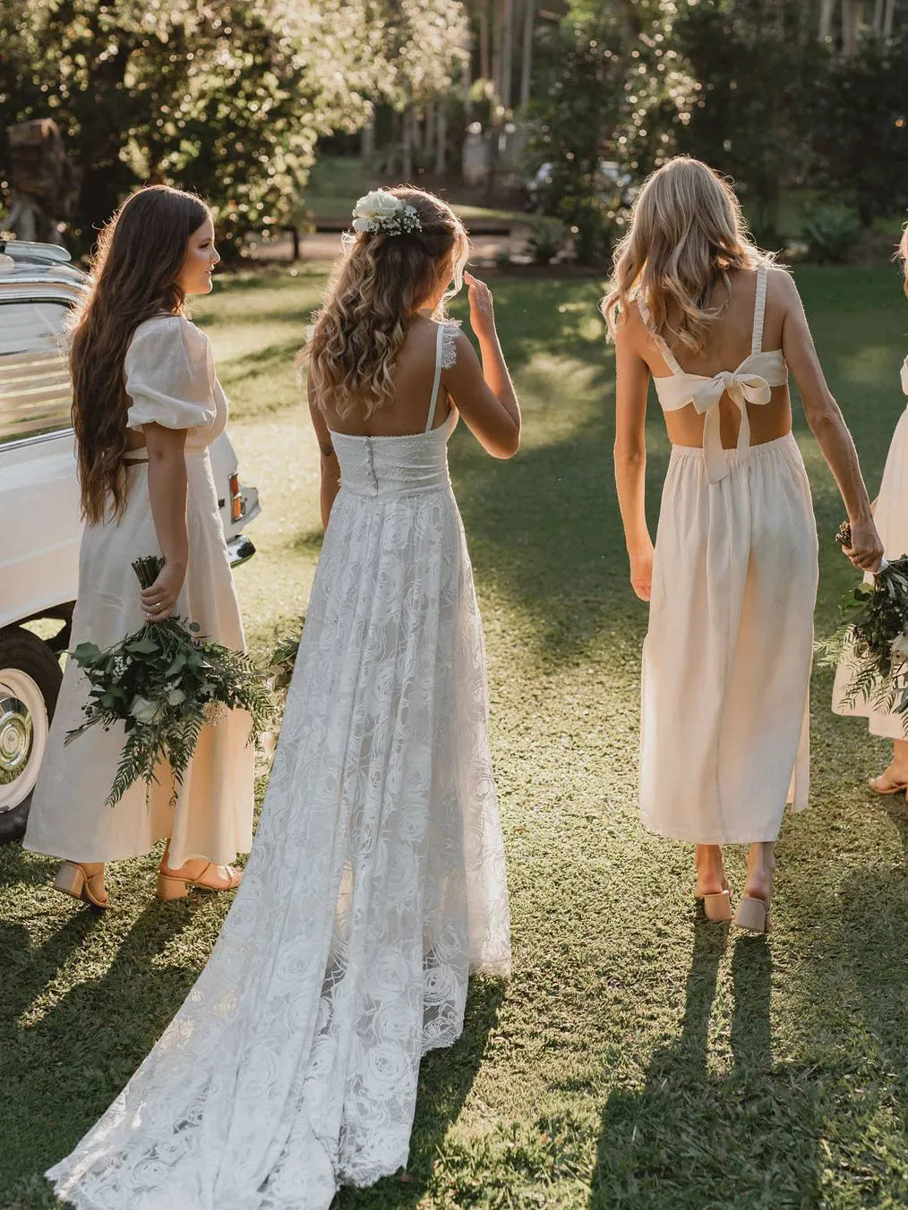 Charming A-Line Lace Backless V-Neck Spaghetti Straps Wedding Dress WD593