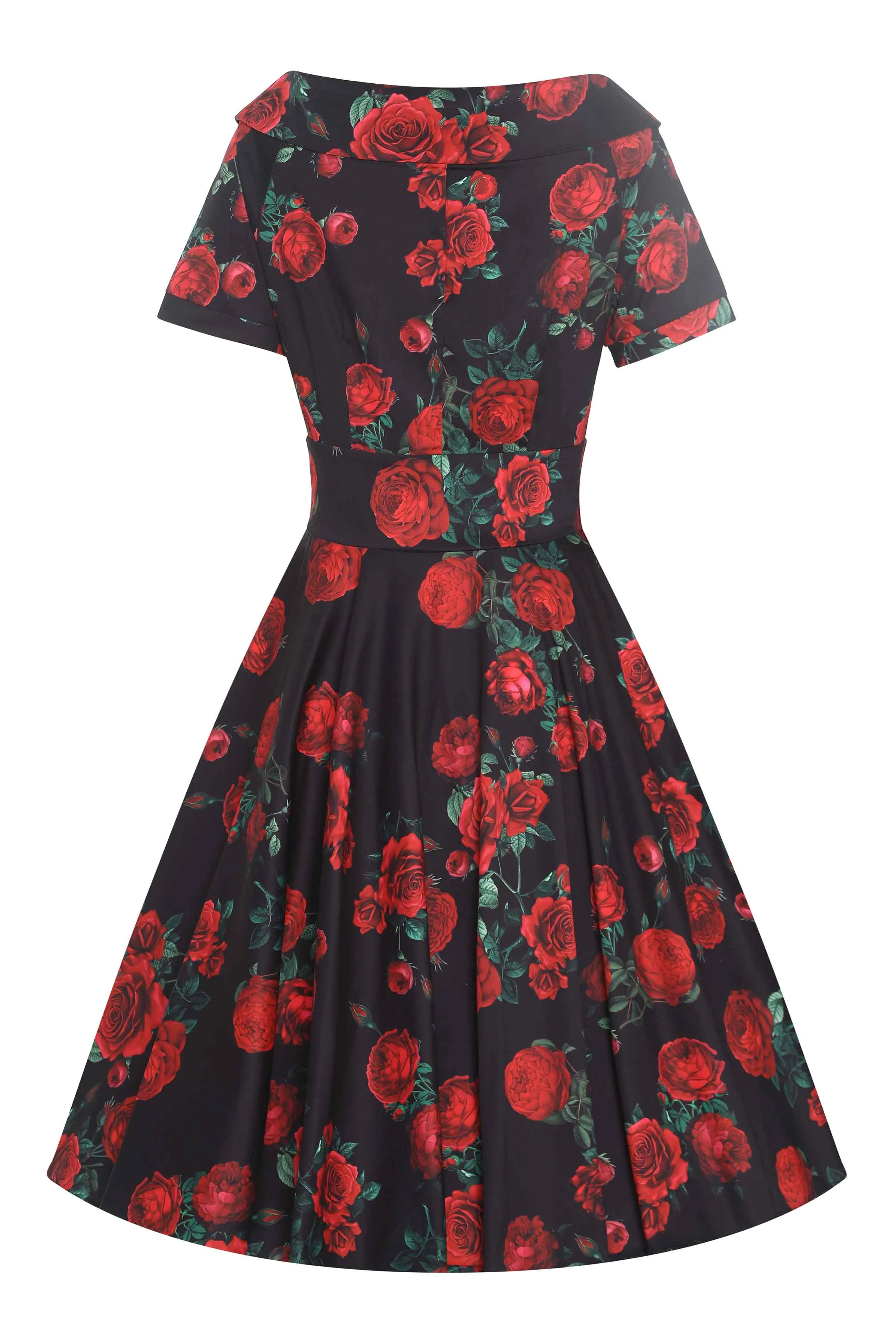 Darlene Red Rose Dress In Black
