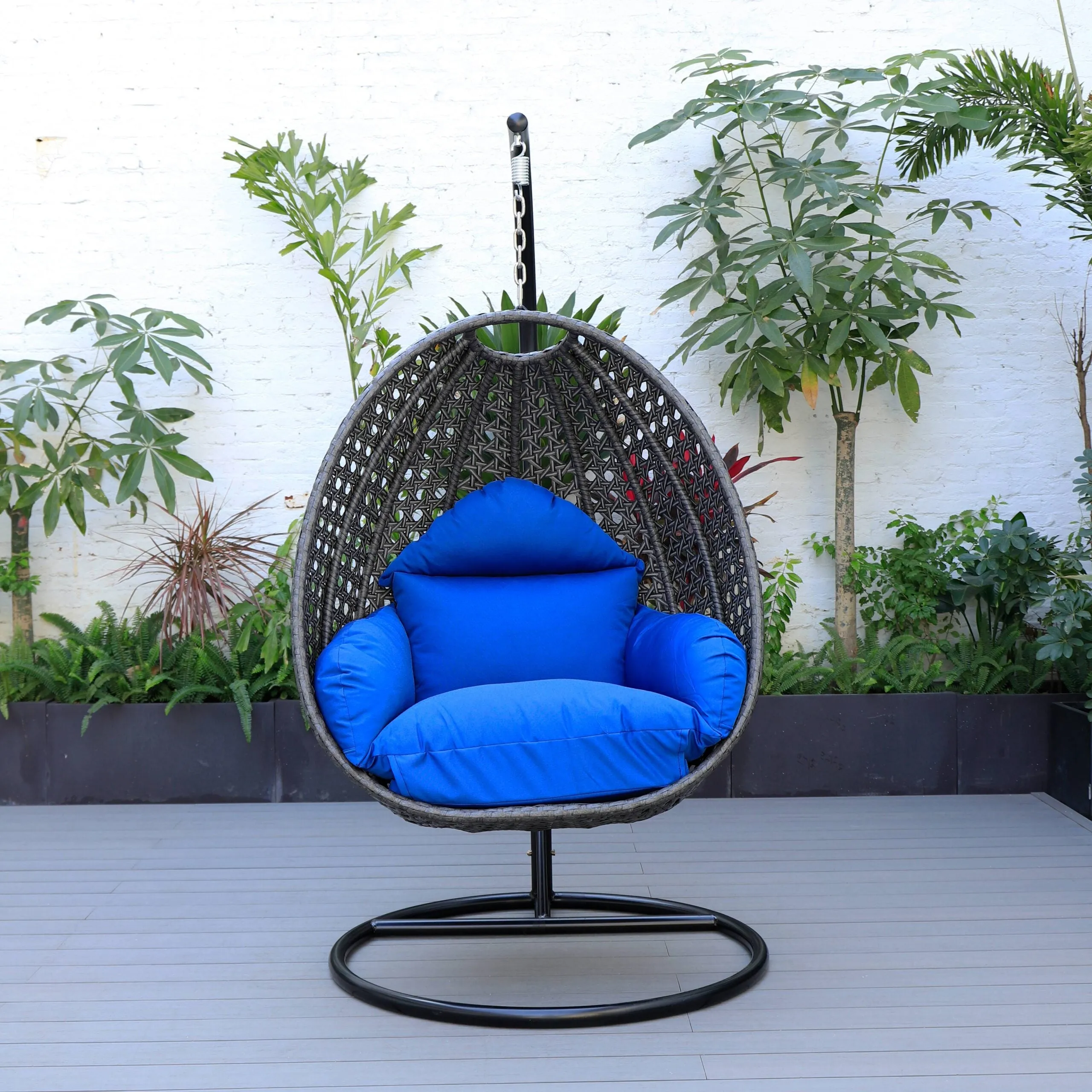 Doriano Single Seater Hanging Swing With Stand For Balcony , Garden (Drak Grey)