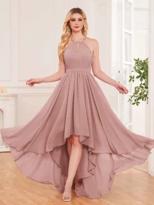 Elliana Dreamy Halter Sleeveless Asymmetrical Chiffon Bridesmaid Dresses