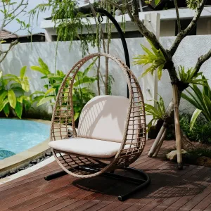 Floom Single Seater Hanging Swing With Stand For Balcony , Garden Swing (Tan)