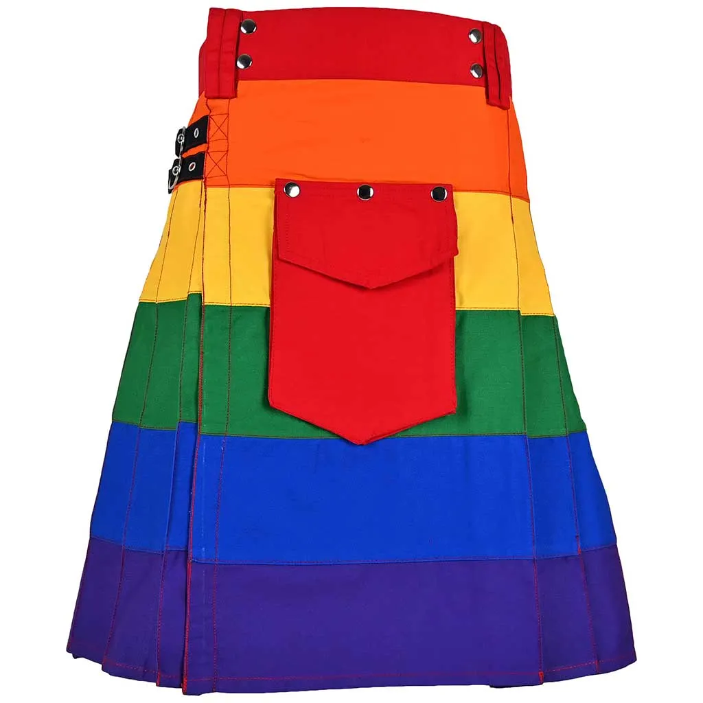Hybrid Cargo Kilt Rainbow Round Pleated