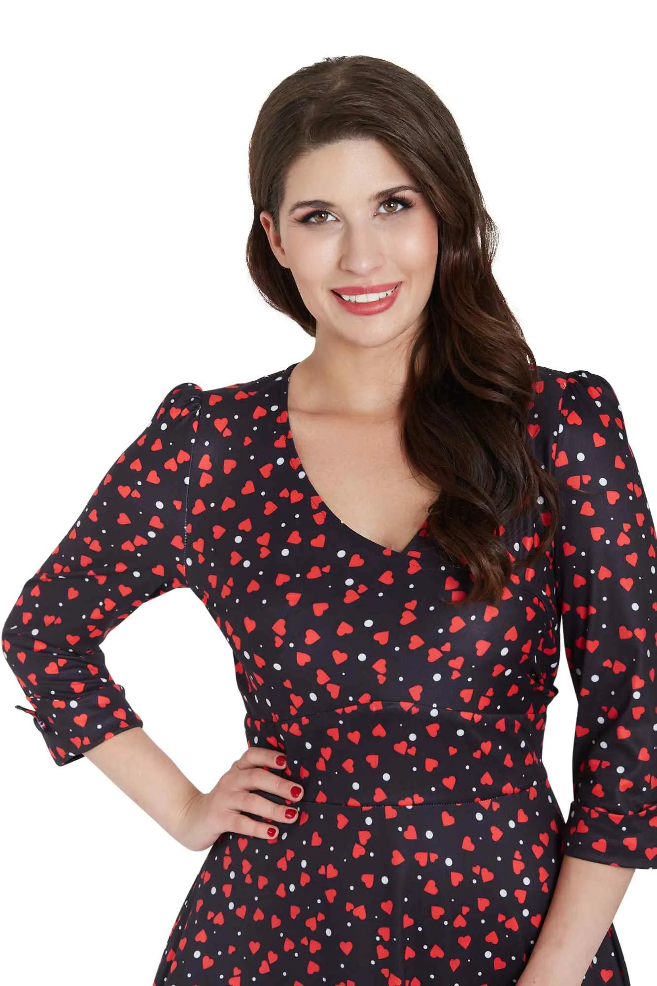 Katherine Black Heart Long Sleeved Dress