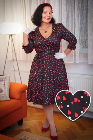 Katherine Black Heart Long Sleeved Dress