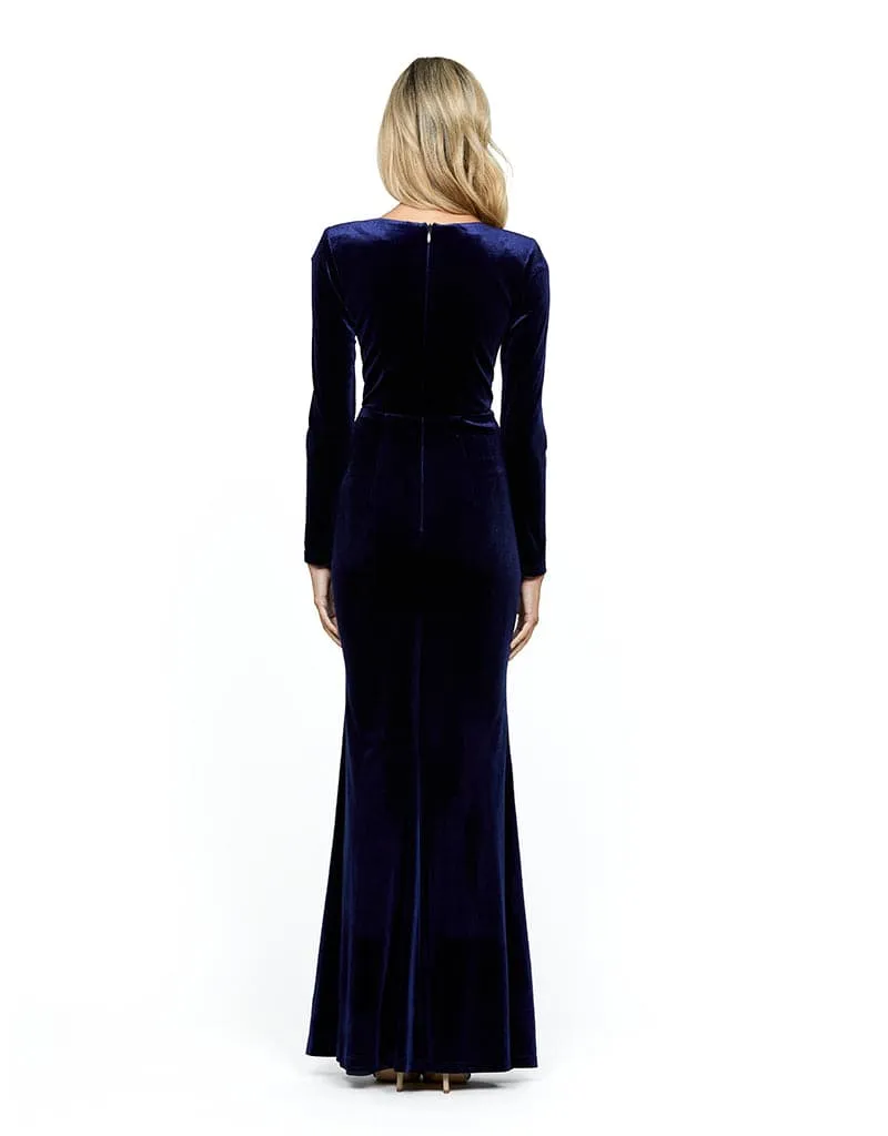 MABEL V NECK LONG SLEEVE MAXI BL55D01L