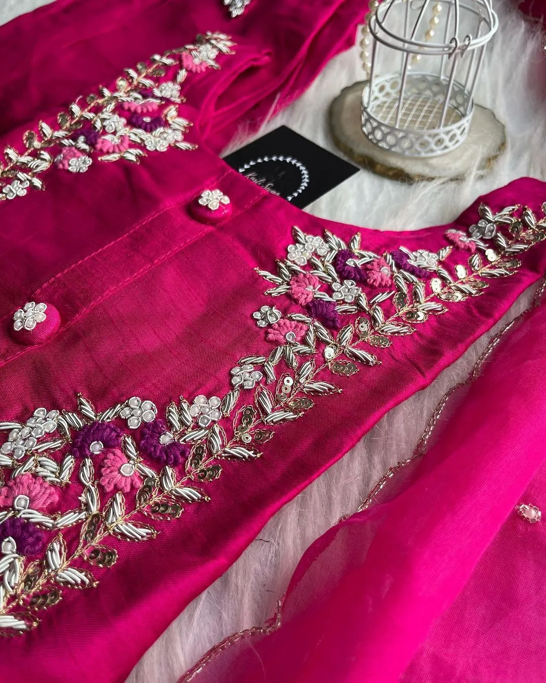 Pink Dola Silk kurti Set